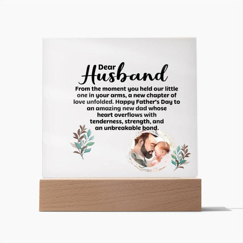 ELKAMANIA - Unforgettable Moments of Love: Celebrate Father's Day with our Dear Husband Square Acrylic Plaque - A Timeless Gift to Treasure