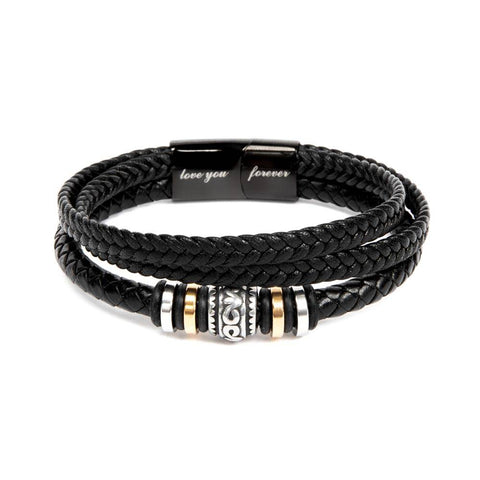 ELKAMANIA - I AM SO LUCKY TO HAVE YOU AS MY DAD: To My Dad, Engraved “Love you forever” Linked Braided Leather Bracelet