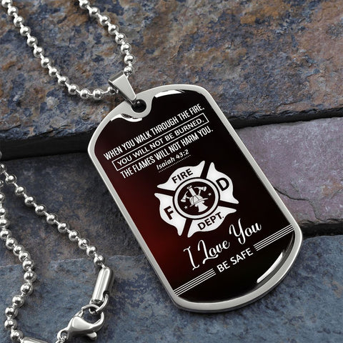 Luxury Military Necklace Perfect Keepsake Gift To My Husband FIRE DEPT - ELKAMANIA