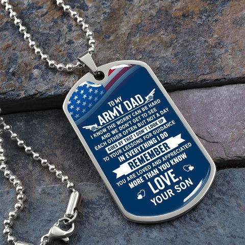 To My Army Dad Luxury Military Necklace Personalized in the U.S.A - ELKAMANIA