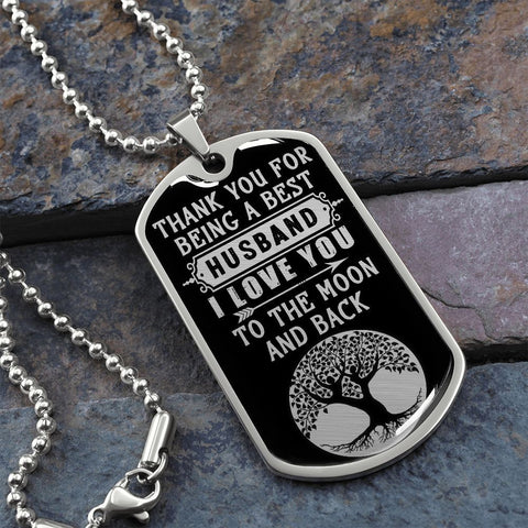 This Personalized Pendant Military Ball Chain - Best Gift To My Husband - ELKAMANIA