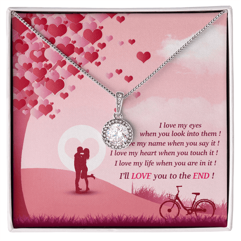 I love my life when you are in it - White Gold Over Stainless Steel Eternal Hope Necklace Gift to My Wife - ELKAMANIA