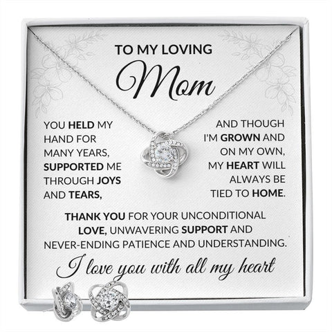 To My Loving Mom, Gift For Mother's Day Love Knot Necklace with Message Card - ELKAMANIA