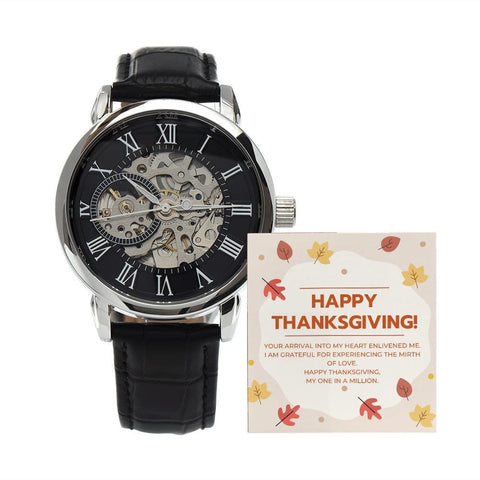 This is a Gift of Luxury Men's Openwork Watch - Happy Thanksgiving To My Love - ELKAMANIA