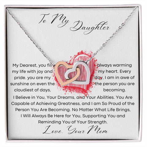 Unique Interlocking Hearts Gift To My Dearest Daughter from Mom To My Daughter Necklace - ELKAMANIA