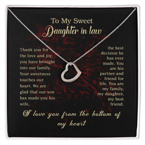 To My Sweet Daughter In Law From The Bottom of My Heart This Beautiful Delicate Heart Necklace - ELKAMANIA