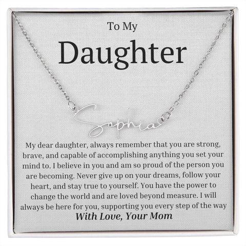 Stylized Perfection: Personalized Signature Name Necklace - A Heartfelt Gift from Mother to Daughter - ELKAMANIA