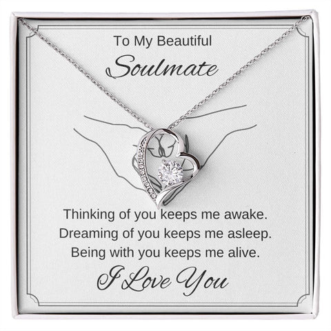 Being With You Keeps Me Alive - This Gift Dazzling Forever Love Necklace Features a Stunning 6.5mm CZ Crystal To My Soulmate - ELKAMANIA