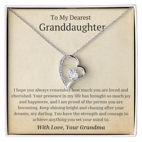 [Almost Sold Out] - 14K W/G or 18K Y/G Finish Forever Love Necklace Gift of Love for a Beloved Granddaughter. - ELKAMANIA